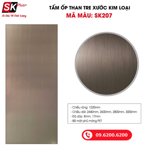 Tấm Ốp Than Tre Inox Xước SK Plus - SK207 dày 5mm 8mm - SK207