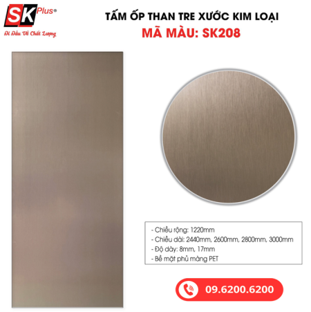 Tấm Ốp Than Tre Inox Xước SK Plus - SK208 dày 5mm 8mm - Tấm SK Plus