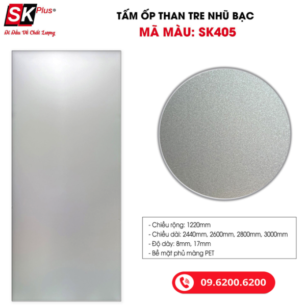 Tấm Ốp Than Tre SK Nhũ Bạc - SK405