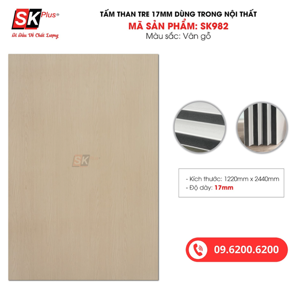 Tấm Than Tre 17mm Màng PET Vân Gỗ – SK982