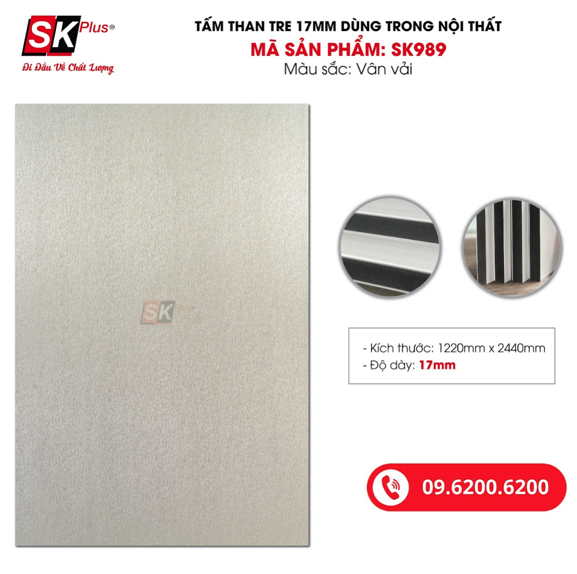 Tấm Than Tre 17mm Màng PET Vân Vải – SK089