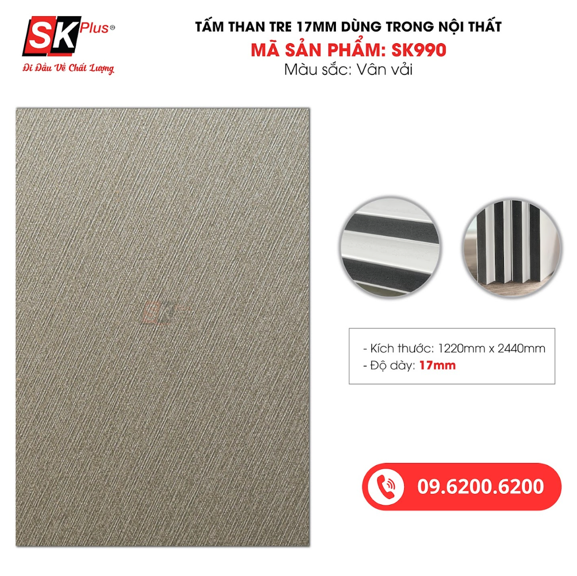 Tấm Than Tre 17mm Màng PET Vân Vải – SK090