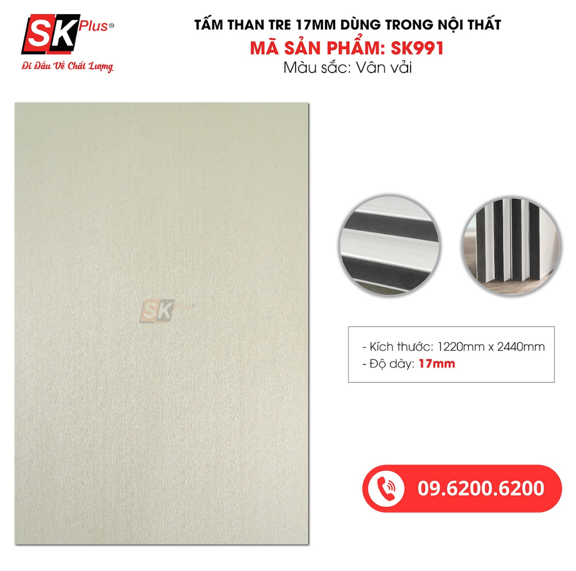 Tấm Than Tre 17mm Màng PET Vân Vải – SK091