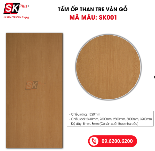 Tấm Ốp Than Tre Vân Gỗ SK Plus - SK001 dày 5mm 8mm - sk001 04