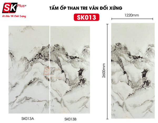 Tấm Ốp Than Tre Vân Đá Đối Xứng SK Plus - SK013 dày 8mm - sk013 03