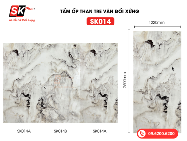 Tấm Ốp Than Tre Vân Đá Đối Xứng SK Plus - SK014 dày 8mm - sk014 03