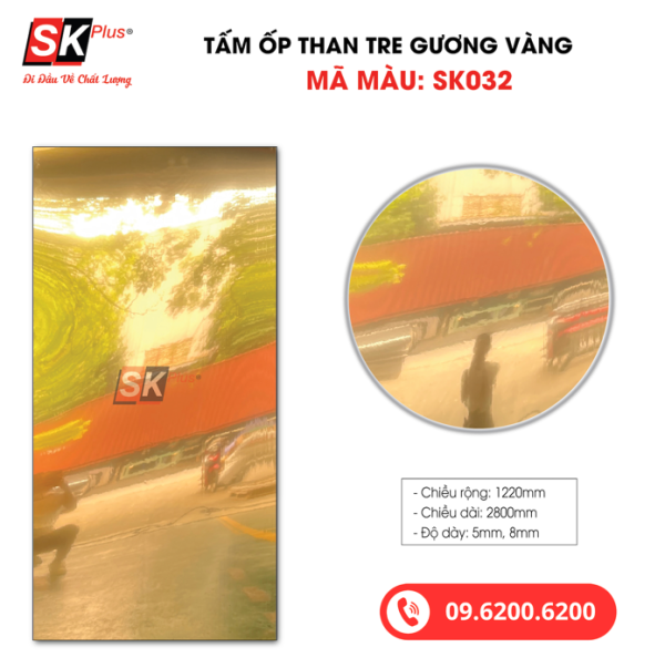 Tấm Ốp Than Tre Tráng Gương Vàng SK Plus - SK032 dày 5mm 8mm - sk032 03