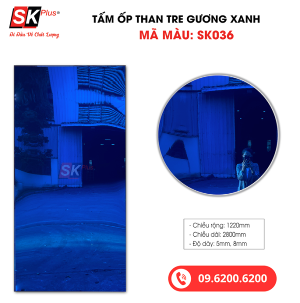 Tấm Ốp Than Tre Tráng Gương Xanh SK Plus - SK036 dày 5mm 8mm - sk036 04