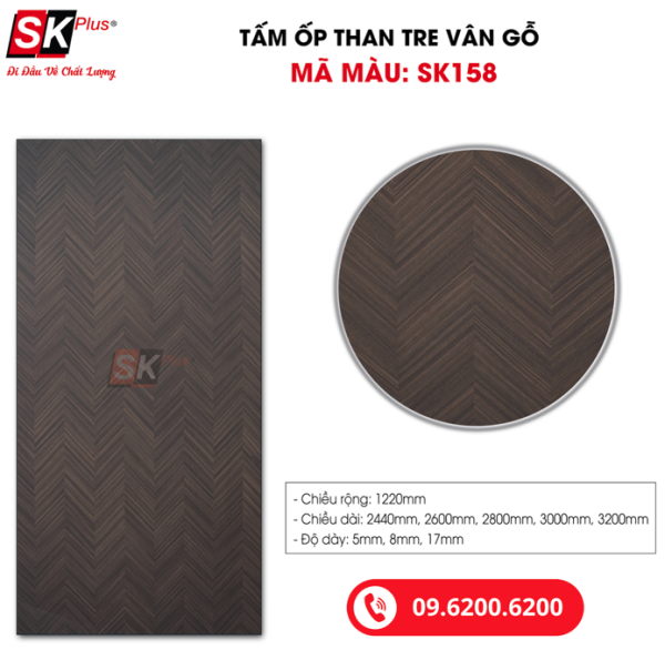 Tấm Ốp Than Tre Vân Gỗ SK Plus - SK158 dày 5mm 8mm - sk158 03