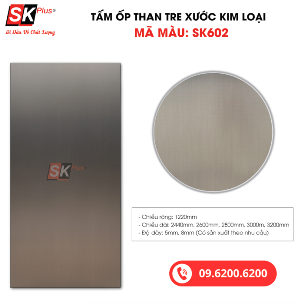 Tấm Ốp Than Tre Vân Kim Loại Xước SK Plus - SK602 dày 5mm 8mm - sk602 04