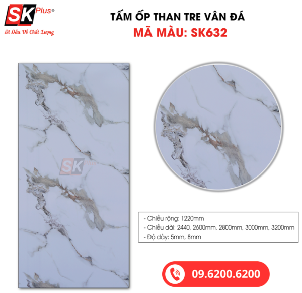 Tấm Ốp Than Tre Vân Đá SK Plus - SK632 dày 5mm 8mm - sk632 01 3