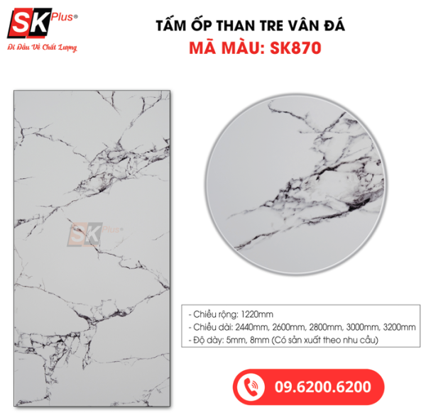 Tấm Ốp Than Tre Vân Đá SK Plus - SK870 dày 5mm 8mm - sk870 03