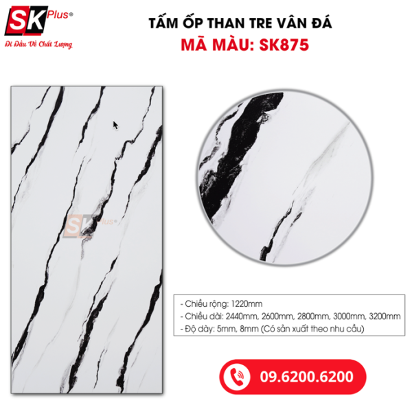 Tấm Ốp Than Tre Vân Đá SK Plus - SK875 dày 5mm 8mm - sk875 04