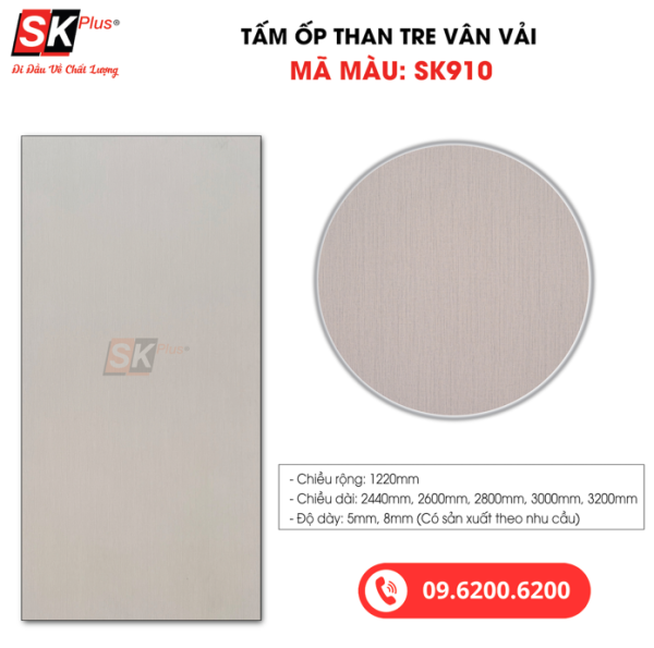 Tấm Ốp Than Tre Vân Vải SK Plus - SK910 dày 5mm 8mm - sk910 04