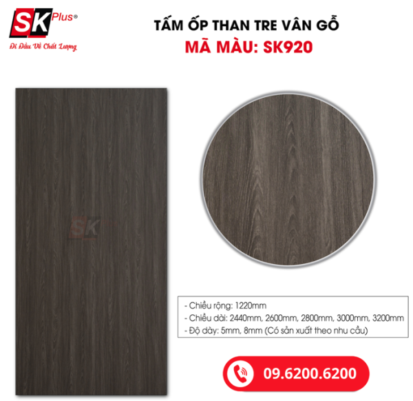 Tấm Ốp Than Tre Vân Gỗ SK Plus - SK920 dày 5mm 8mm - sk920 04