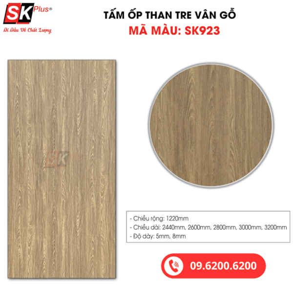 Tấm Ốp Than Tre Vân Gỗ SK Plus - SK923 dày 8mm - sk923 3