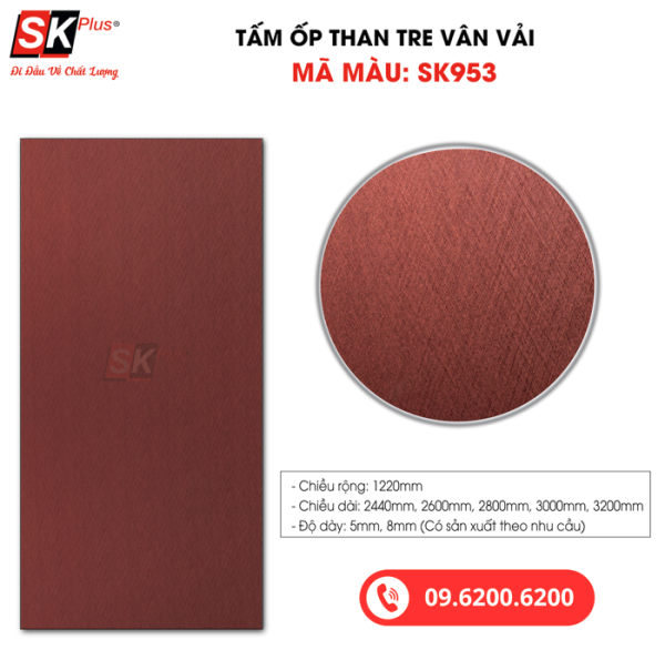 Tấm Ốp Than Tre Vân Vải SK Plus - SK953 dày 5mm 8mm - sk953 03