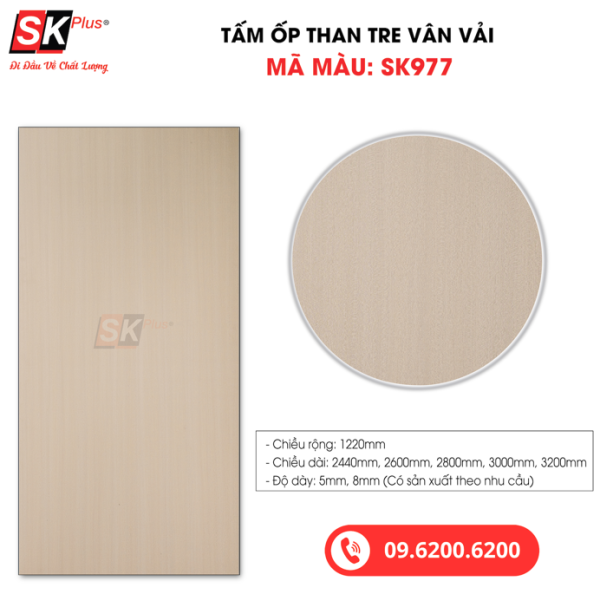 Tấm Ốp Than Tre Vân Vải SK Plus - SK977 dày 5mm 8mm - sk977 04