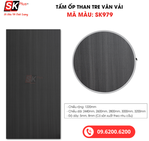 Tấm Ốp Than Tre Vân Vải SK Plus - SK979 dày 5mm 8mm - sk979 2