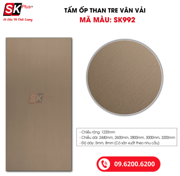 Tấm Ốp Than Tre Vân Vải SK Plus - SK992 dày 5mm 8mm - sk992 03